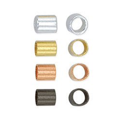 Crimp Tube Variety Pack, Size #2, 1.3 mm (.051 in) I.D., 1.8 mm (.070 in) O.D., Silver Plated, Gold Color, Copper Plated. Hematite Color, 600 pc. Use Standard Crimp Tool