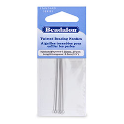Twisted Beading Needles, Asian, Medium, .014 in (.35 mm), 10 pc
