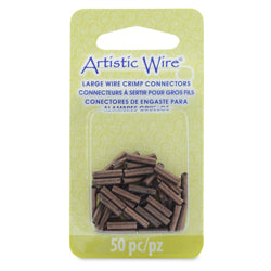 Artistic Wire Large Crimp Tubes, 10mm (.4 in), Antique Copper Color, for 14 ga wire, ID 2.0 mm (.078 in), 50 pc