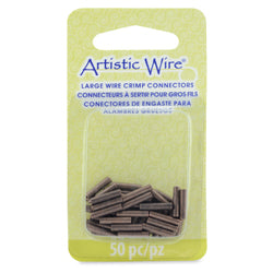 Artistic Wire Large Crimp Tubes, 10mm (.4 in), Antique Copper Color, for 16 ga wire, ID 1.3 mm (.051 in), 50 pc