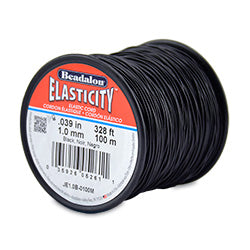 Elasticity Stretch Cord, 1.0 mm (.039 in), Black, 100 m (328 ft)