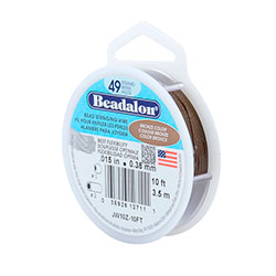 49 Strand Stainless Steel Bead Stringing Wire, .015 in (0.38 mm), Bronze, 10 ft (3.1 m)