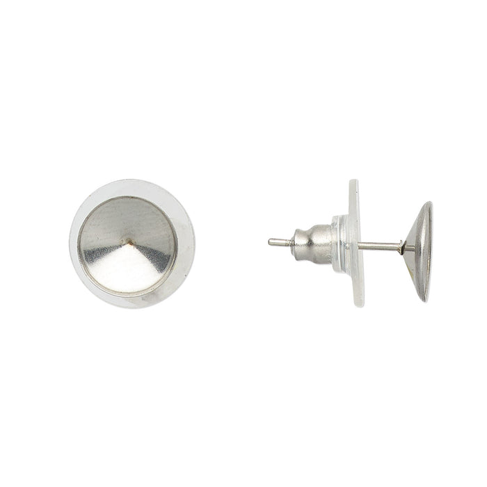 Earstud, Almost Instant Jewelry®, Stainless Steel & Acrylic, Clear