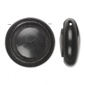 Natural Blackstone, Puffed Flat Round, 30mm Diameter
