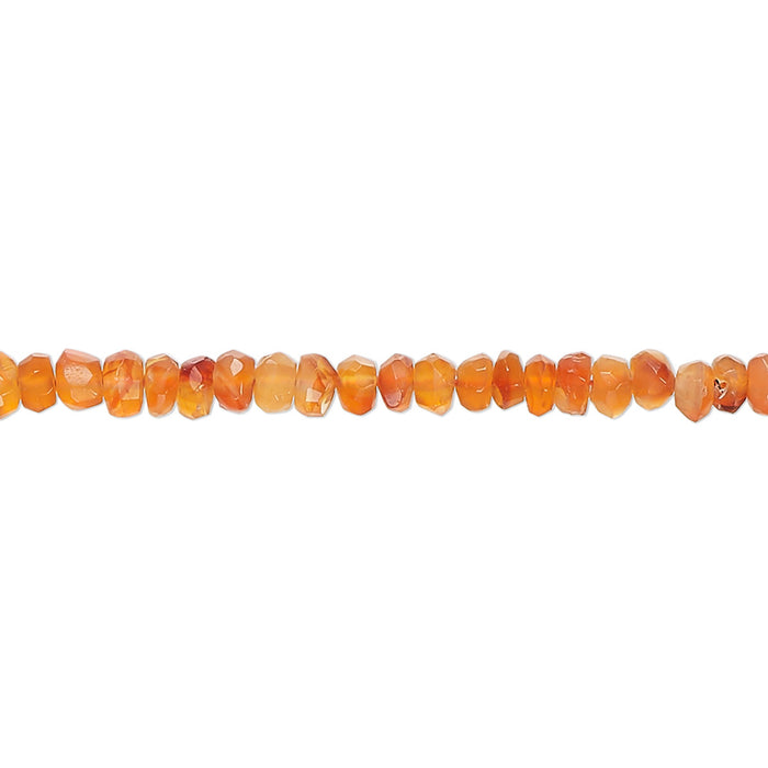 Carnelian (Dyed / Heated), 3x2mm-4x3mm, Tumbled Faceted Rondelle