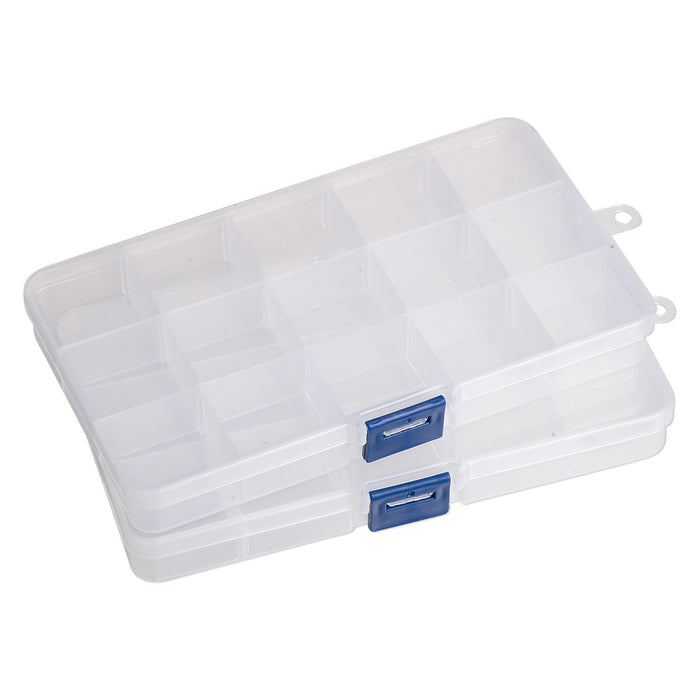 Organizer box, plastic, Clear & Blue