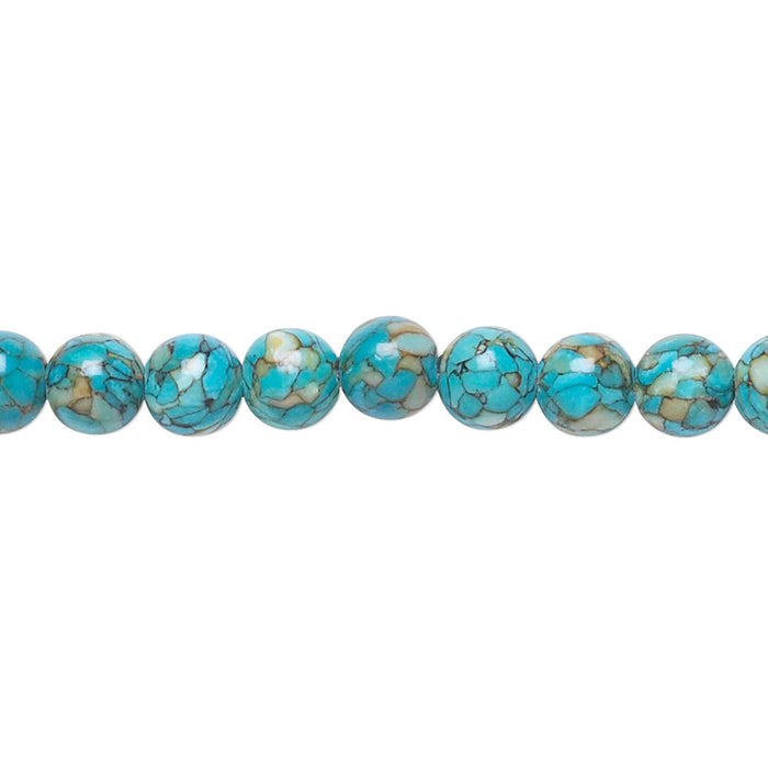 Mosaic "Turquoise" (Magnesite) (Dyed / Assembled), Blue, 6mm Round