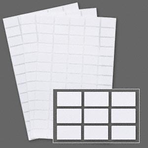Adhesive label, paper, white, 5/8 x 3/8 inch rectangle