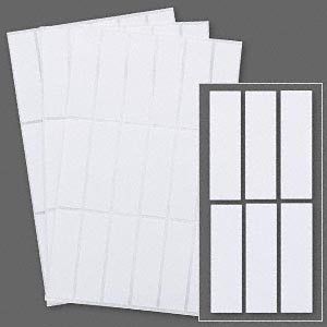 Adhesive label, paper, white, 1-3/4 x 1/2 inch rectangle