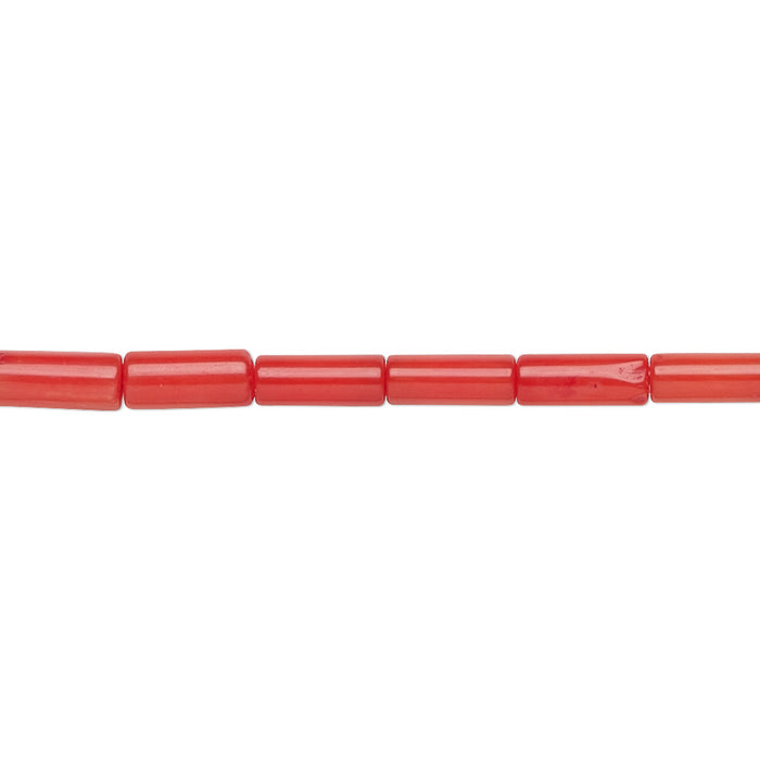 Coral (dyed), Red, 6x3mm Round Tube