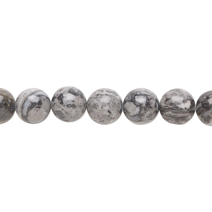 Silver Crazy Lace Agate (natural), 8mm Round