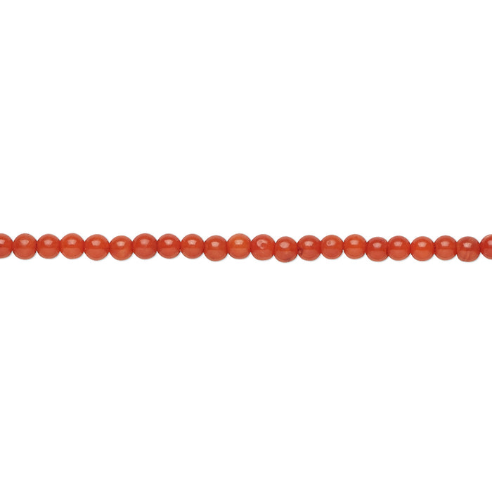Bamboo Coral (Dyed), Red, 2mm Round